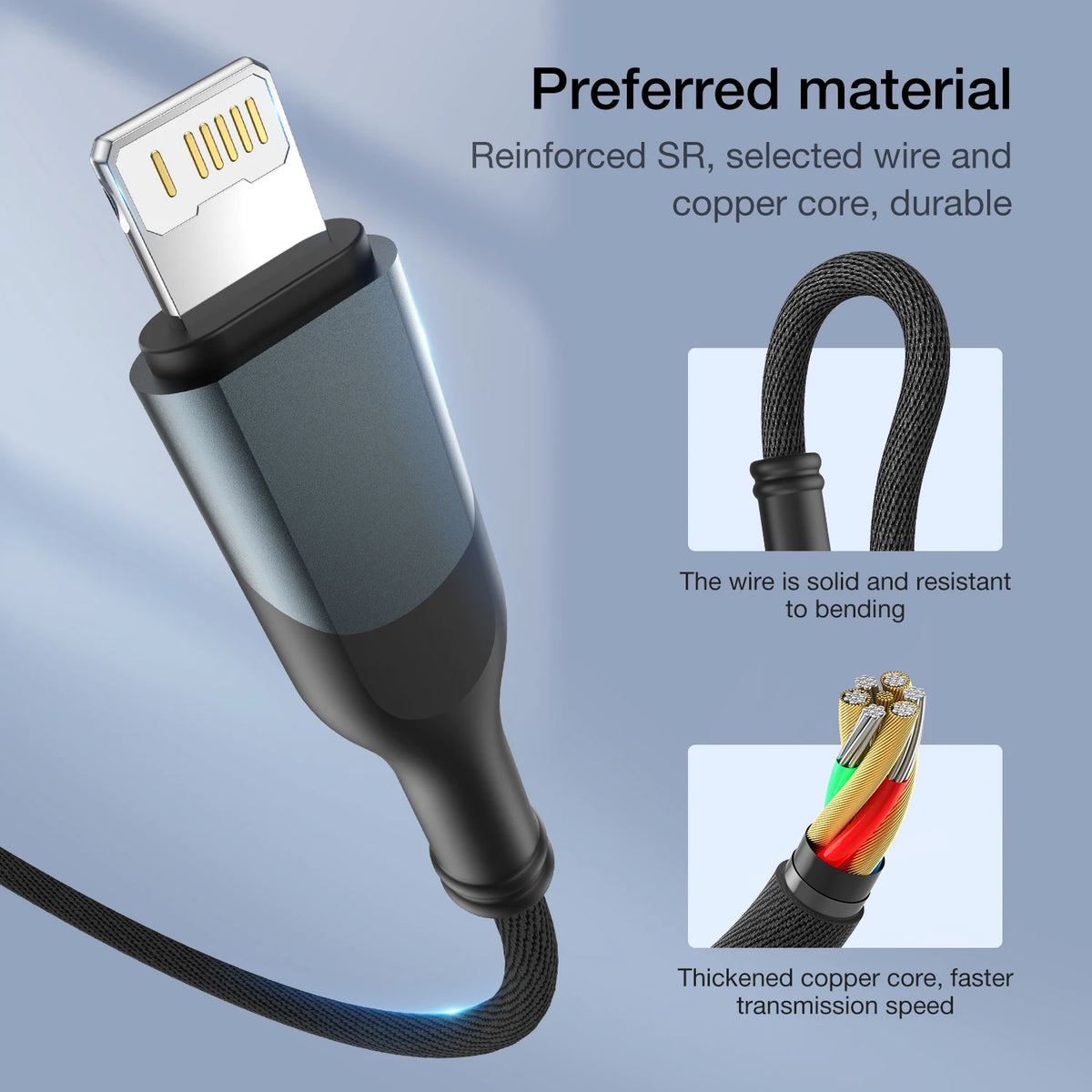 PD 27W Fast Charge Cable For iPhone 14 13 12 11 Pro Max X 6 7 8 Plus SE iPad USB Type C To Lighting Data Charger USBC Wire 2M 3M
