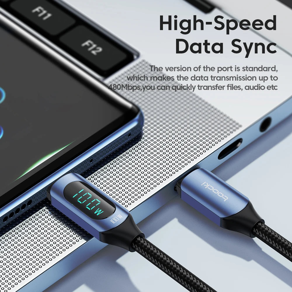 Toocki Type C to Type C Cable 100W PD Fast Charging Charger USB C to USB C Display Cable For iPhone Samsung Huawei OPPO ViVO