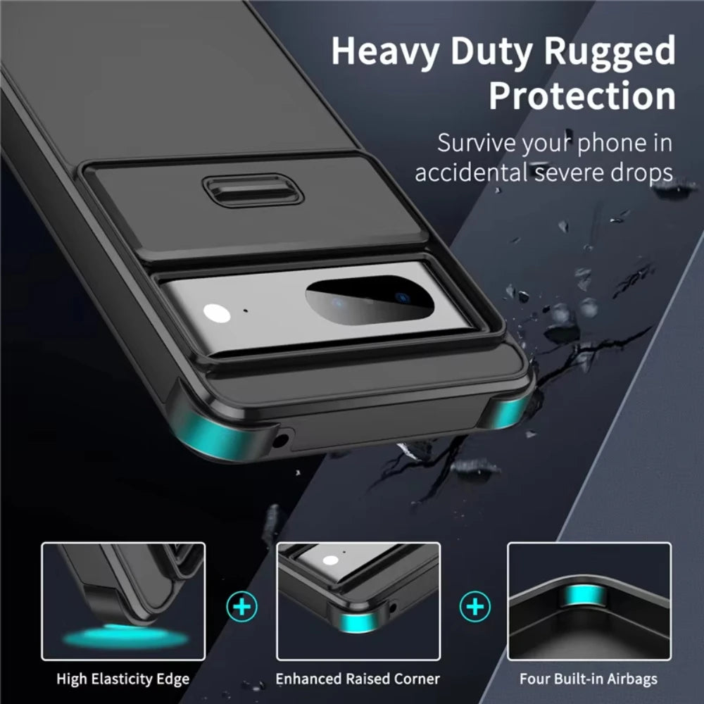 Shockproof Armor Matte Phone Case For Google Pixel 9 Pro XL 9A 8 7 Pro Slide Camera Protection Phone Cover For Pixel 8A 6A Case