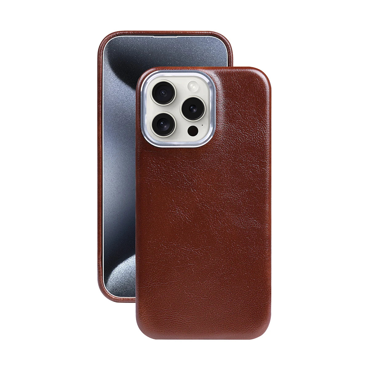 Luxury Classic Retro Textured Metal Frame All Inclusive PU Leather Case For iPhone 15 Pro Max 16 14 Plus 13 12 11