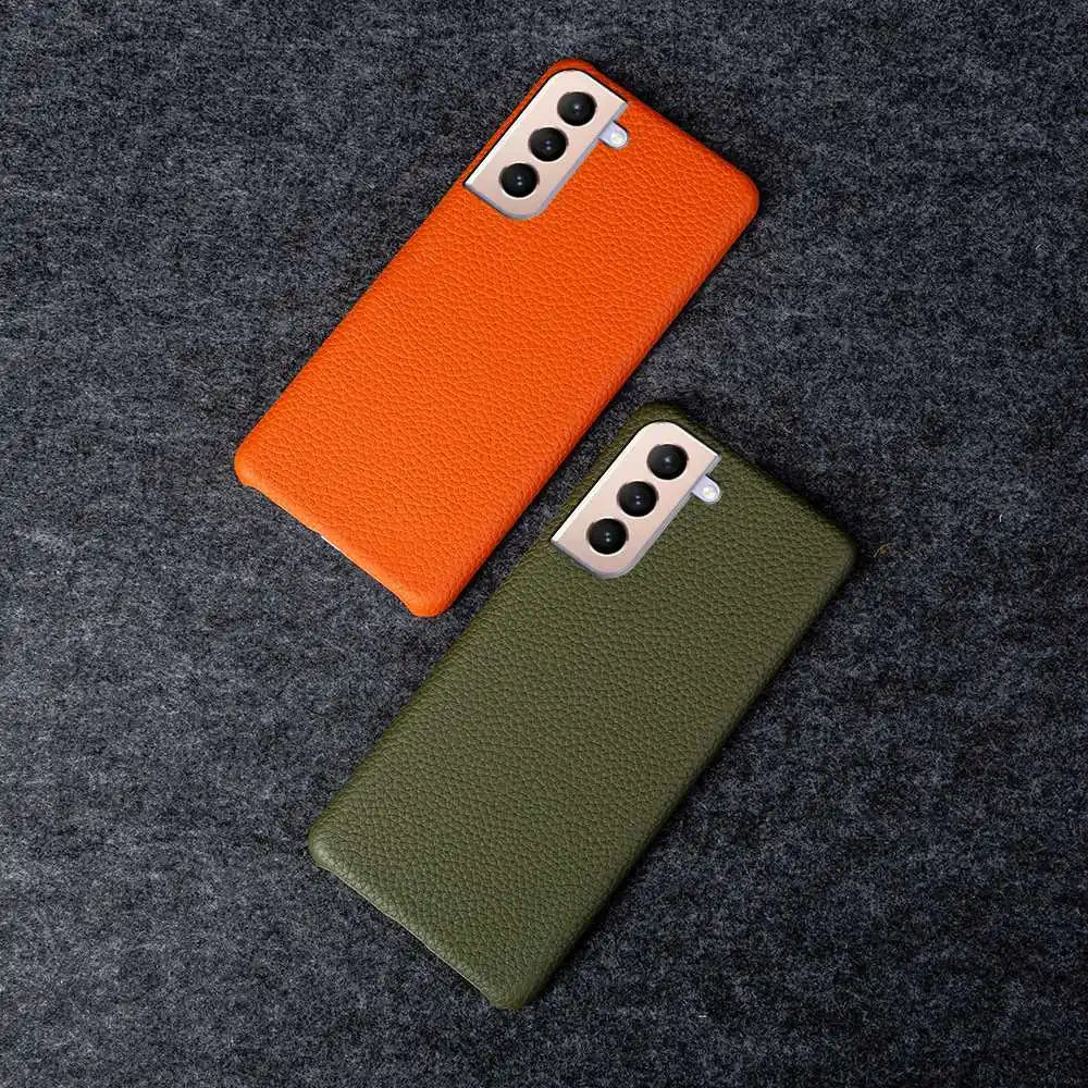 For SAMSUNG S21 CASE Litchi Texture Genuine Leather Cases S26FE S25Ultra S224 Plus S23 S22 Phone Cover Coque Protective Shell