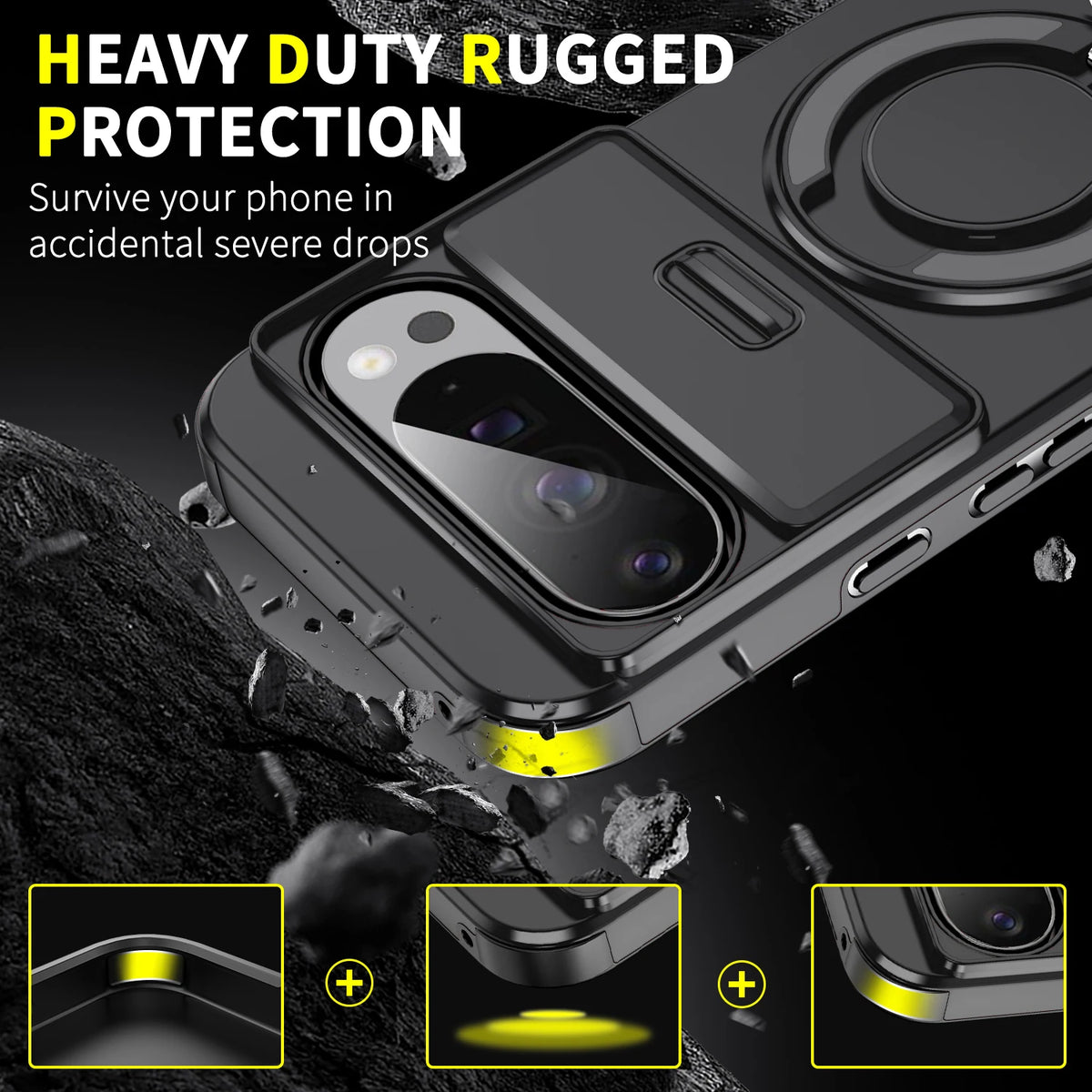 For Google Pixel 10 9 Pro XL Magnetic Bracket Phone Case For Google Pixel 10 9 8 7 Pro 9A 8A Sliding Window Anti Fall Phone Case
