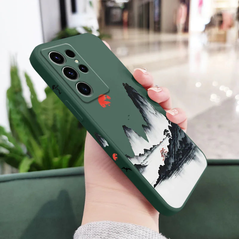Sunset Red Phone Case For Samsung Galaxy S25FE S24 S23 S22 S21 S20 S10 S10E S9 Ultra Plus FE Note 20 Ultra 10 9 Plus Cover