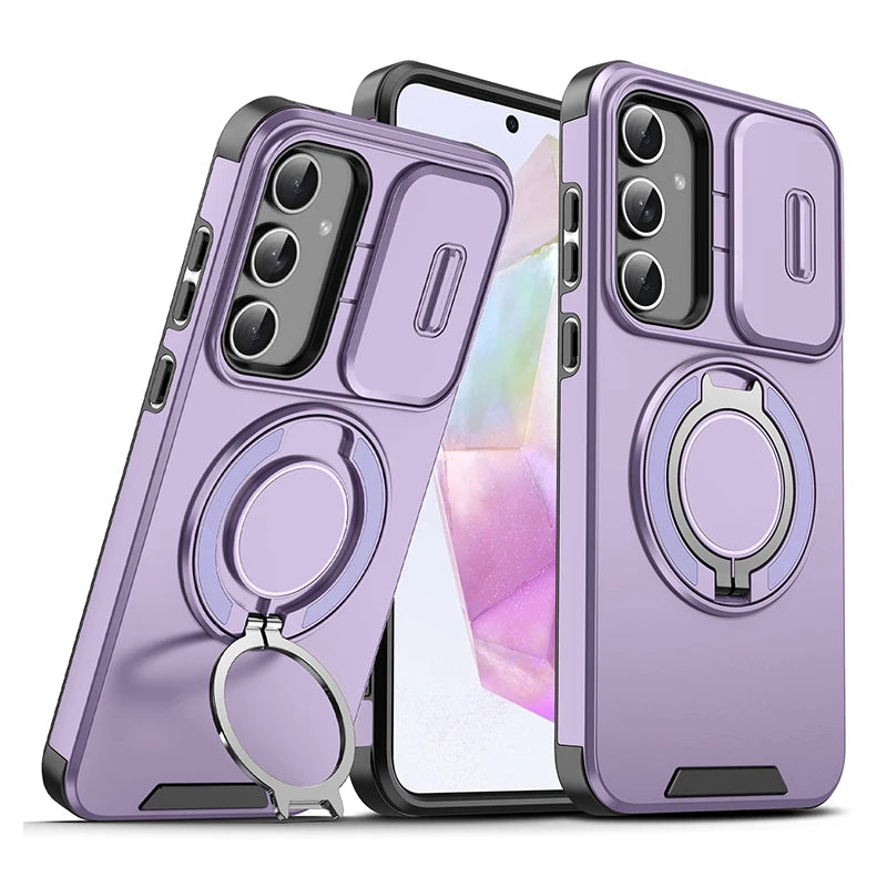 Case For Samsung Galaxy S26 S25 S24 S23 S22 S21 Ultra Plus S25 Edge S25FE S24FE Slide Camera Protect Magnetic holder Armor Cover