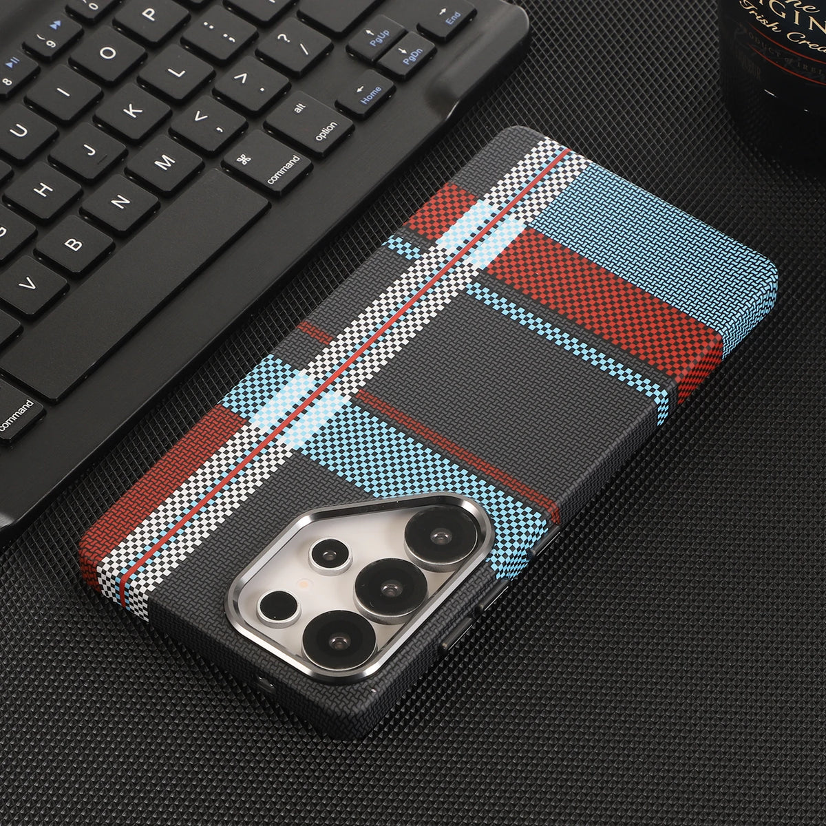 Luxury Kevlar Aramid Fiber Case For Samsung Galaxy S22 S23 S24 S25 S26 Ultra Plus Magnetic Carbon Fiber Phone Cover For S26 Plus