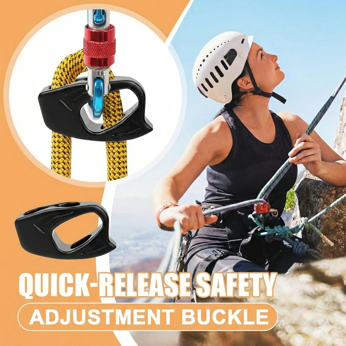 Adjustable Rope Gripper Self-locking Retarder Aluminum Alloy Climbing Hook Climbing Buckle for Rock Climbing and Mountaineering