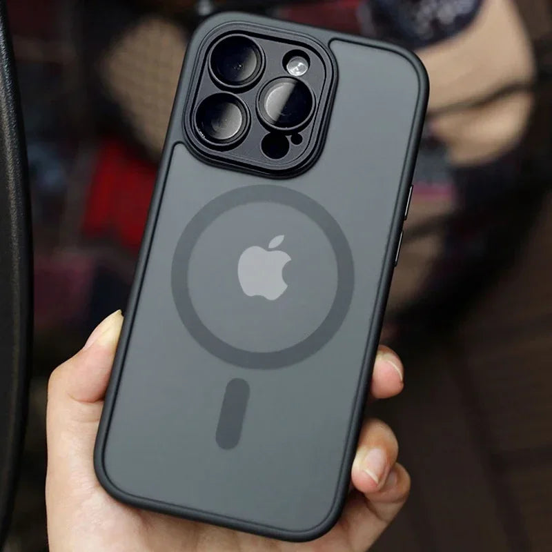 Magnetic Luxury Matte Translucent Armor Shockproof Case For iPhone 16 15 14 13 12 17 18Pro Max For Magsafe Wireless Charge Cover