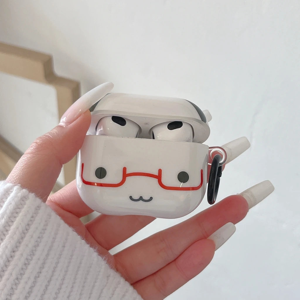 Fun Cute Monkey Panda Glasses With Hook Shockproof Protective Earphone Cover Case for AirPods 1 or 2 3 4 5 Pro 2 Pro 3