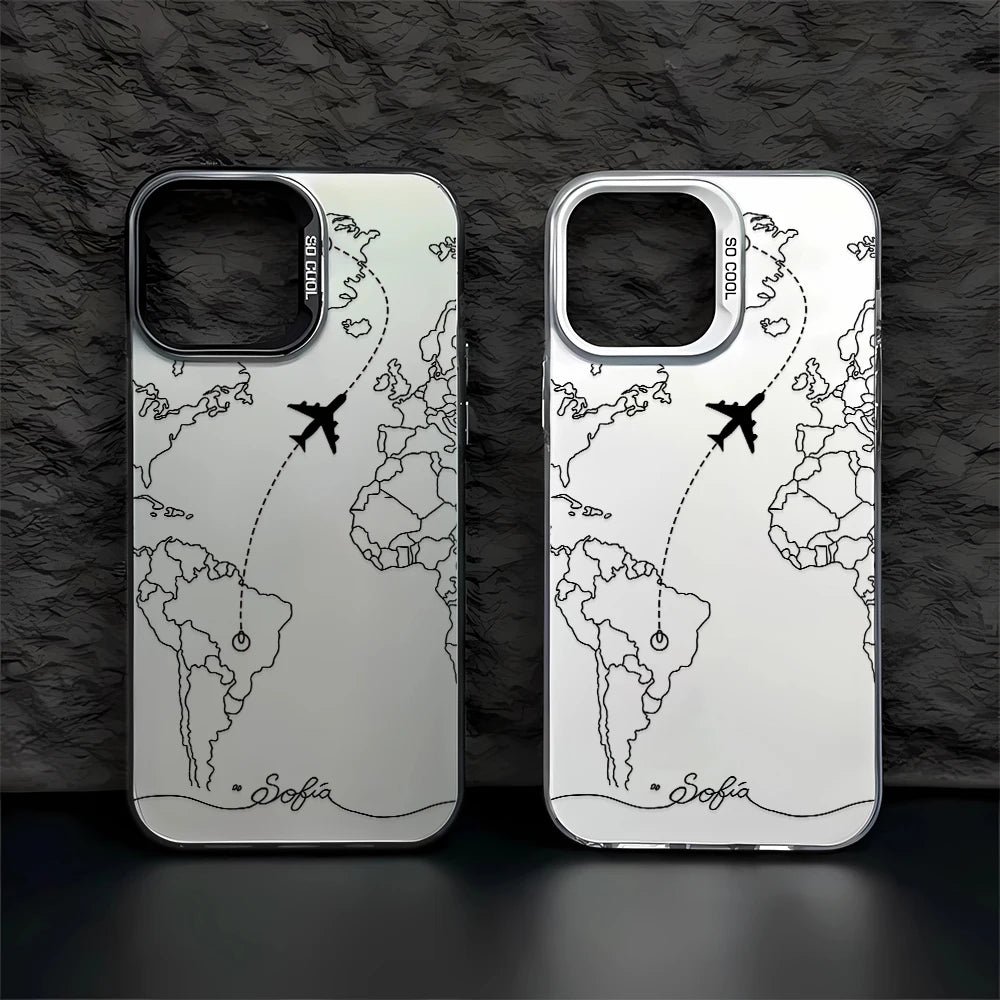 Planes Travel World Map Cover Phone Case For iPhone Apple 16 15 14 12 13 11 Pro 8 7 SE Plus X XS Max Clear Hard Case Funda