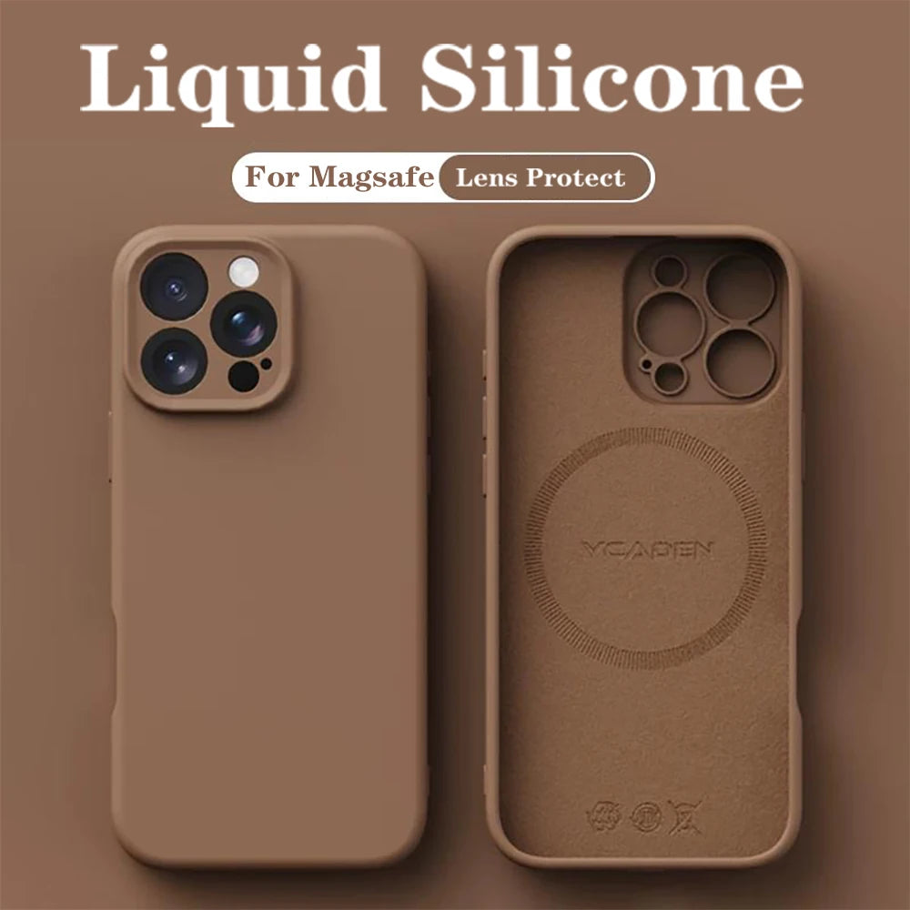 For iPhone 18 Pro Liquid Silicone Phone Case For iPhone 18 17 16 15 14 13 12 Pro Max Wireless Charging Skin Smooth Magsafe Cover