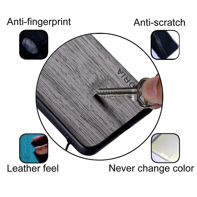 Case for iPhone 17e 16e Funda Straight Wood Grain PU Leather Phone Cover for iPhone 17e Case Capa