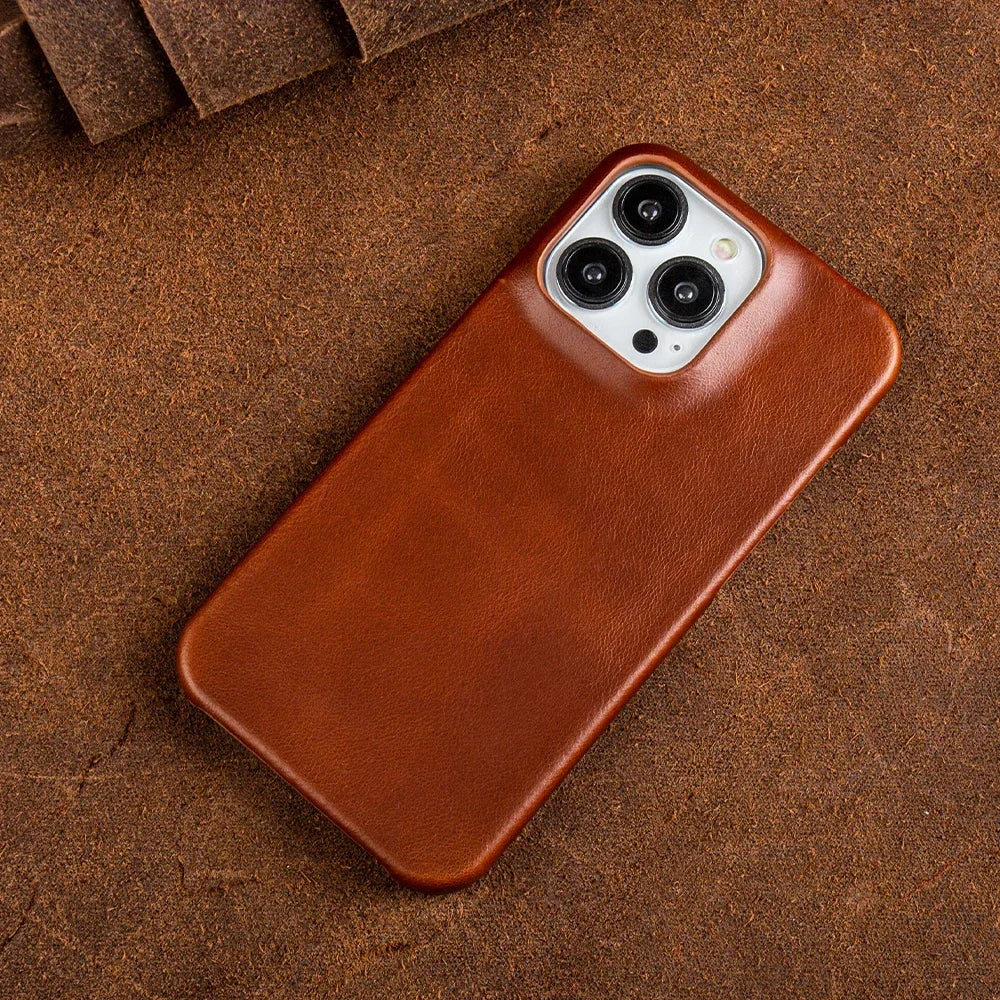 Oil Wax Luxury Genuine Leather Cover Case for Iphone 14 13 12 18 Pro Max 16 Case for Iphon Aesthetic Vintage Retro with 8 Colour