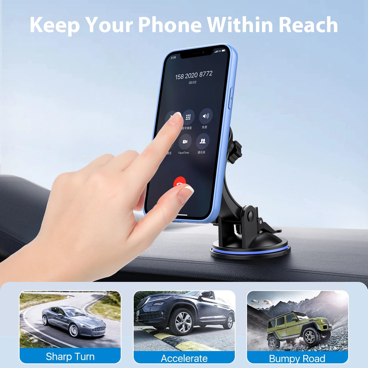 Phone Holders For Your Car Cell Phone Mount for Car Dashboard Windshield Mount Truck Stand Universal Phone Holder 360°rotatable