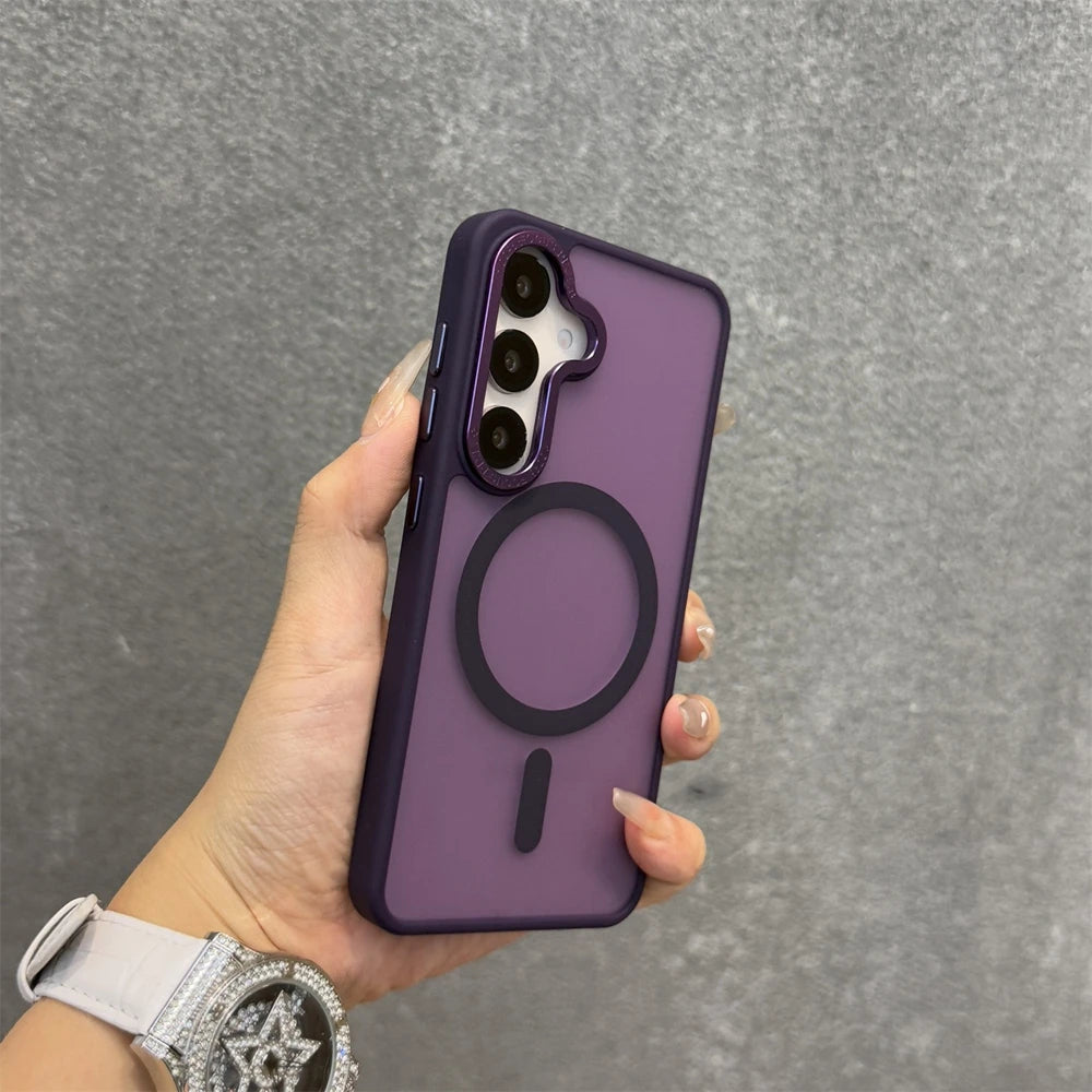 Luxury Matte Magnetic Lanyard Case for Samsung Galaxy S26 S25 Ultra S23 Plus S24 FE Hand Wrist Strap Frosted Shockproof Cover