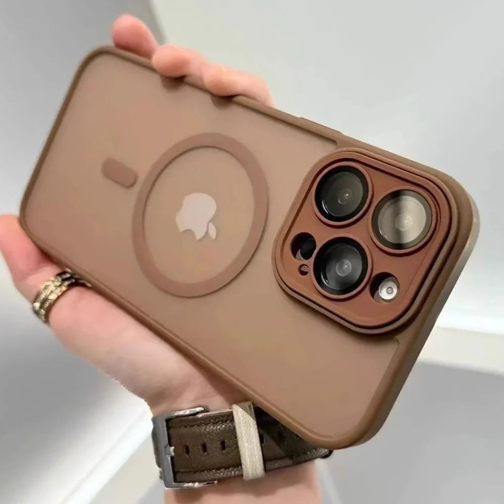 Lens Protection Case For iPhone 11 12 13 Proa Mx mini 15 16 Plus iPhone 16 15 14 Matte Translucent Magsafe Wireless Charge Cover