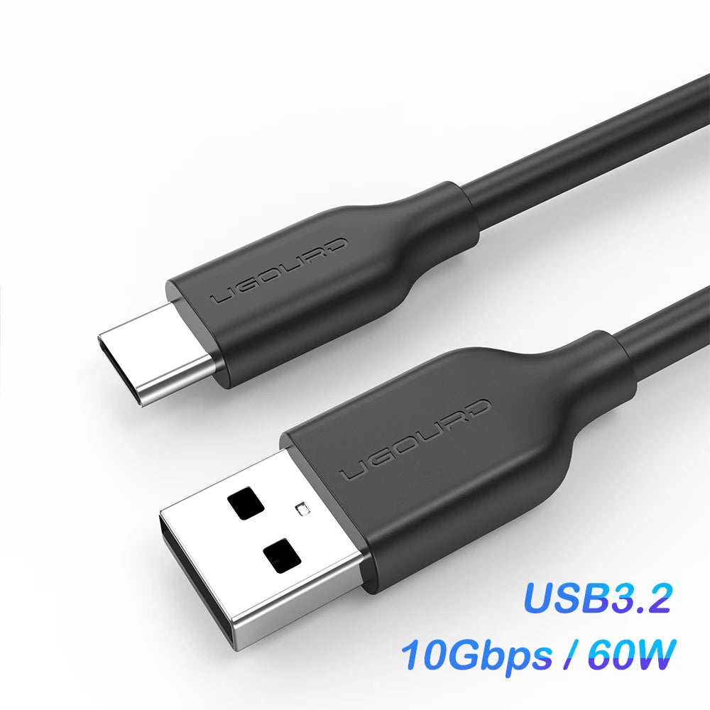 UGOURD USB3.2 10Gbps Cable USB 3.0/3.1/3.2 OTG Cable USB A to USB Type C Data Transfer SSD Hard Disk Cable 3A 60W QC 3.0