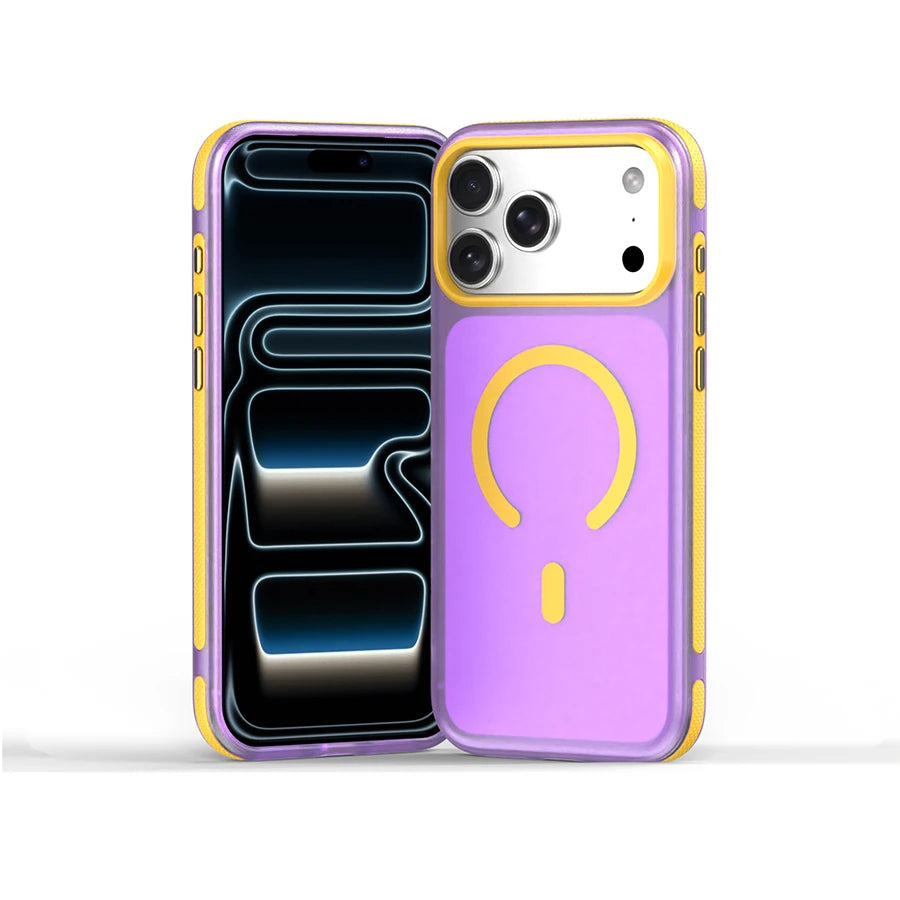 Dopamine Color Block Magnetic Phone Case for iPhone 17/17 Pro Max,16 Pro, 15 14, 13 Translucent Matte Full-Coverage Shockproof Cover with Raised Camera Protection, Compatible with MagSafe Wireless Charging