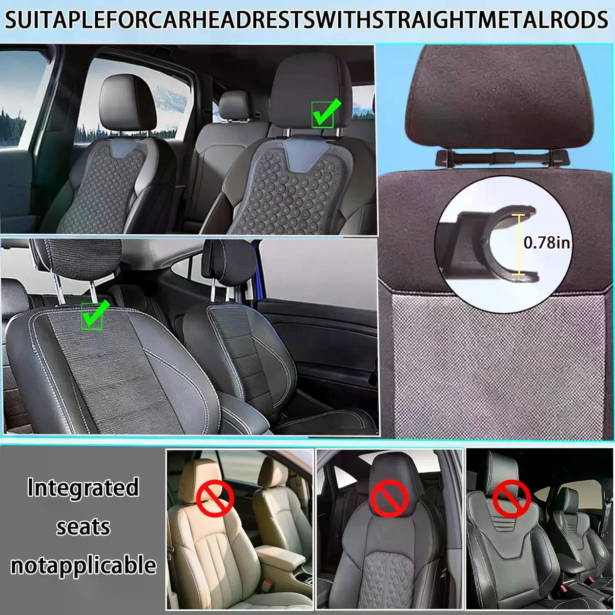 Car Headrest Tablet Phone Holder, Telescopic Adjustable 360 ° Rotatable Stand, for 6.0‑10.3 Inch Smartphones & Tablets, Rear‑Seat Entertainment Car Accessory, Black