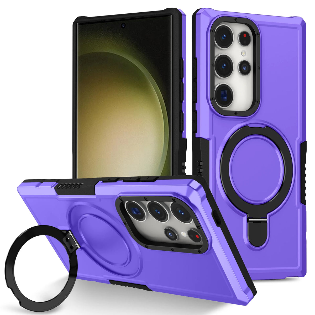 Luxury Armor Case for Samsung Galaxy S26 S25 S24 S23 S22 S21 S20 Note 20 Ultra Plus FE F12 Ring Holder Slide Lens Stand Cover