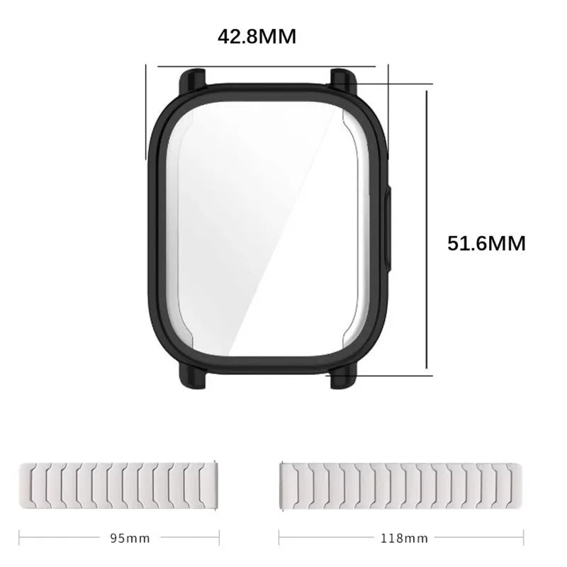 Silicone Strap+Case for Xiaomi Redmi Watch 5 Active/5Lite Magnetic Band Full Cover Bumper for Redmi Band 5 Lite Shell Bracelet