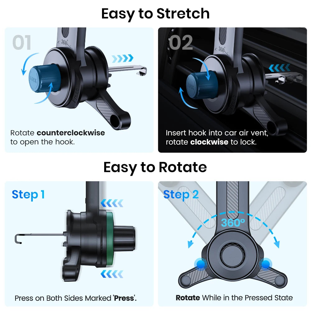 TOPK Enhanced Air Vent Car Phone Mount Holder -Hands-Free Phone Holder with Adjustable Clamp Cradle,Phones,Durable ABS Material