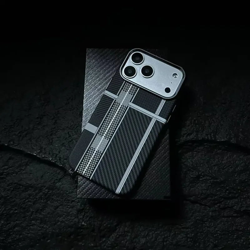 Carbon Fiber Texture Magnetic Case For iphone 17 18Pro Max 16 18 Pro 15 14 13 Ultrathin Alloy Lens Wireless Charge Hard Cover