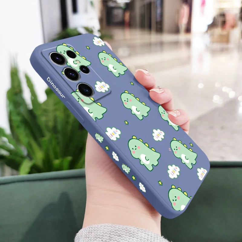 Cloud Dinosaur Phone Case For Samsung Galaxy S25FE S24 S23 S22 S21 S20 S10 S10E Ultra Plus FE Note 20 Ultra 10 Plus Cover