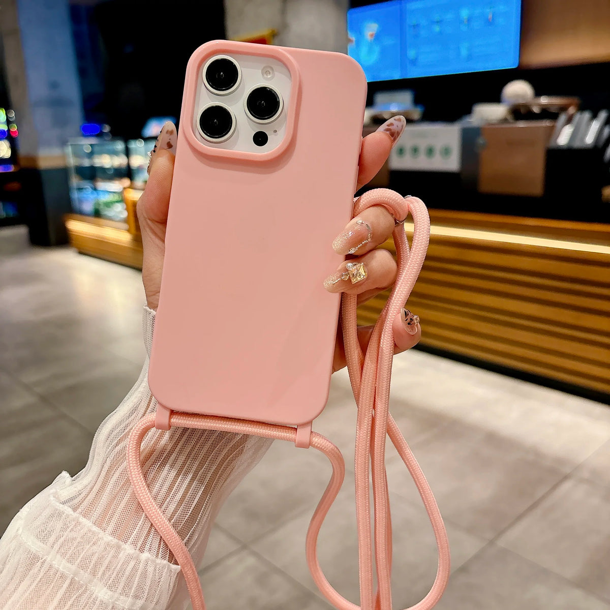 Crossbody Lanyard Strap Rope Phone Case For iPhone 17 16 15 14 Plus 17 13 12 Pro Max Necklace Adjustable Cover