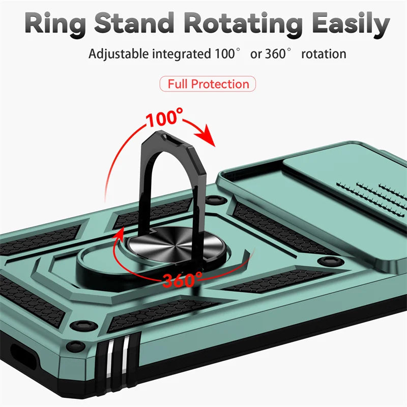 Durable Armor Slide Lens Full Protect Cover for Google Pixel 10 9 8 7 6 A Pro XL 360 Metal Magnetic Ring Holder Shockproof Case