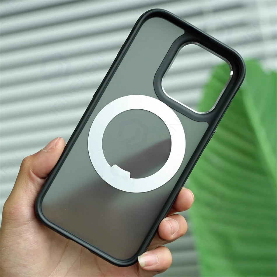 360° Rotation Ring Stand Magnetic Case For iPhone 13 14 15 16 17 18 Pro Max Matte Military Shockproof Armor Cover For Magsafe