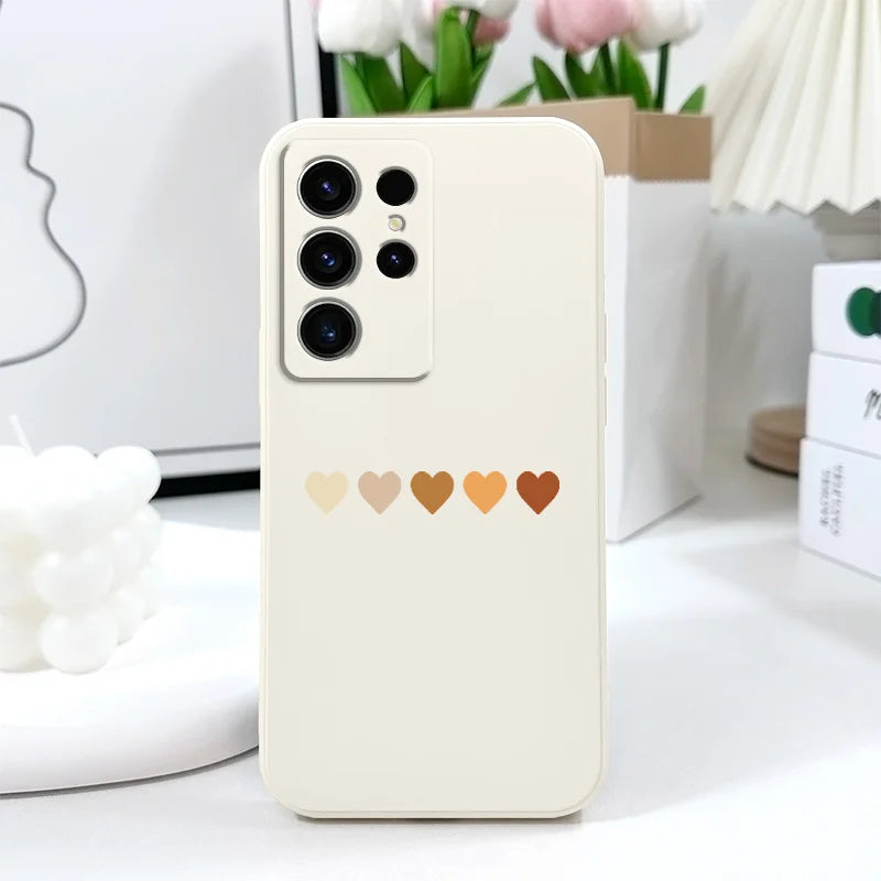 Gradient Heart Phone Case For Samsung Galaxy S25 S24 S23 S22 S21 S20 S10 S10E Ultra Plus FE Note 20 Ultra Plus Cover