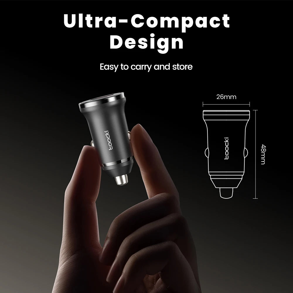 Toocki 30W Car Charger Fast Charing USB Type C PD QC3.0 For iPhone Smausng Xiaomi Huawei Honor Realme USB C Car Phone Charger