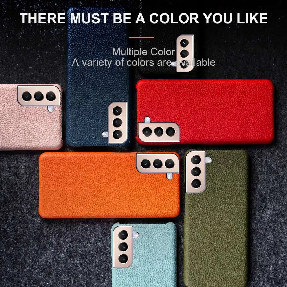 For SAMSUNG S21 CASE Litchi Texture Genuine Leather Cases S26FE S25Ultra S224 Plus S23 S22 Phone Cover Coque Protective Shell