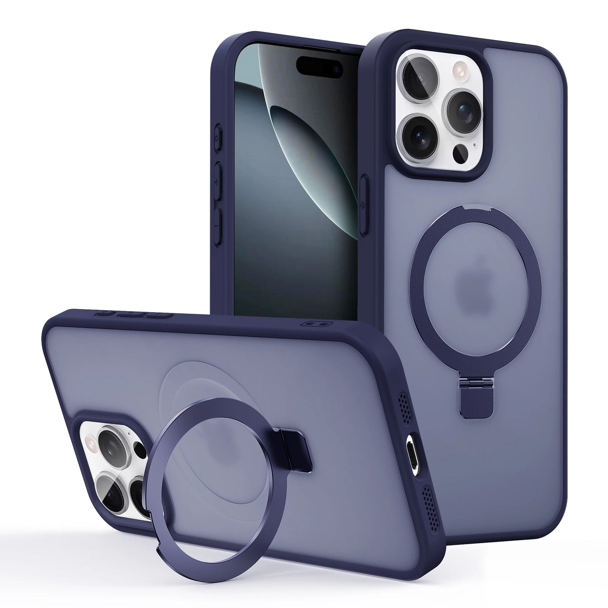 Shockproof Magnetic Kickstand Matte Case For iPhone 16 15 14 Plus 13 12 11 Pro Max Case With Holder Stand Cover for Magsafe
