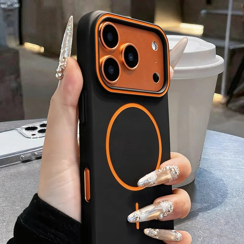 Luxury Simple Magnetic Matte Soft Phone Case For iPhone 18 17 16 15 14 13 Pro Max For MagSafe Wireless Charging Shockproof Cover