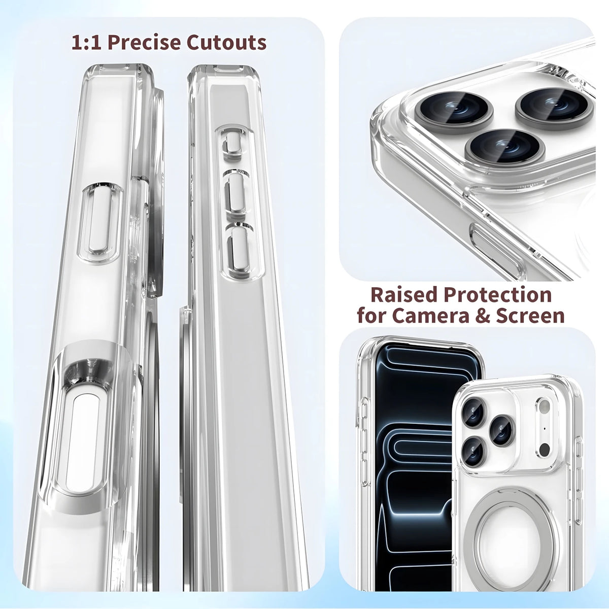 Magnetic Phone Case with 360° Rotating Ring Stand,Shockproof, Anti-Yellowing, Clear Case Crystal Clear to Show Original Color,Compatible with iPhone 17 Pro Max,16 Pro,15,14,13 Series,Perfect Gift with Wireless Charging Suppo