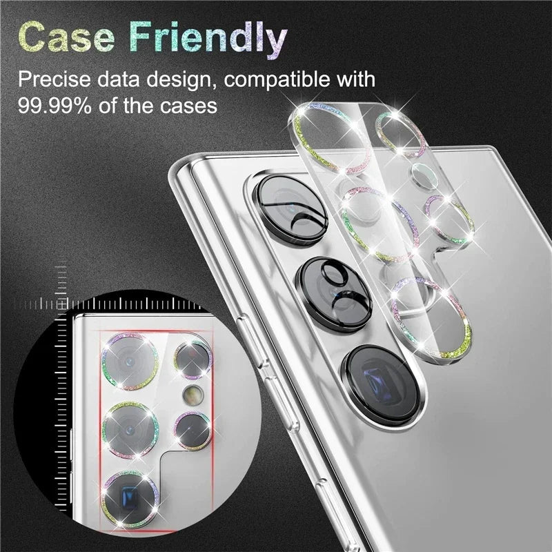 Bling Glitter Camera Lens Protector for Samsung Galaxy S22 S24 S25 Ultra S23 Plus S25Ultra S 25 S25+ Tempered Glass Full Cover