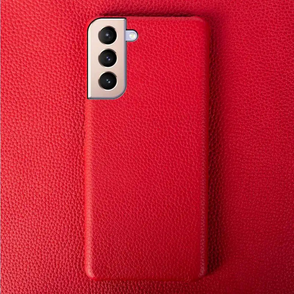 For SAMSUNG S21 CASE Litchi Texture Genuine Leather Cases S26FE S25Ultra S224 Plus S23 S22 Phone Cover Coque Protective Shell