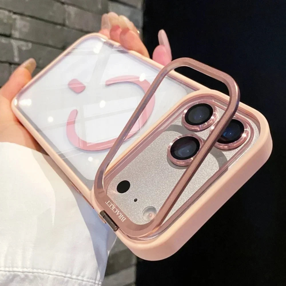 Magnetic Clear Phone Case for Apple iPhone 17 Air 16 15 14 Plus 13 12 11 Pro Max Transparent Camera Kickstand Protective Cover