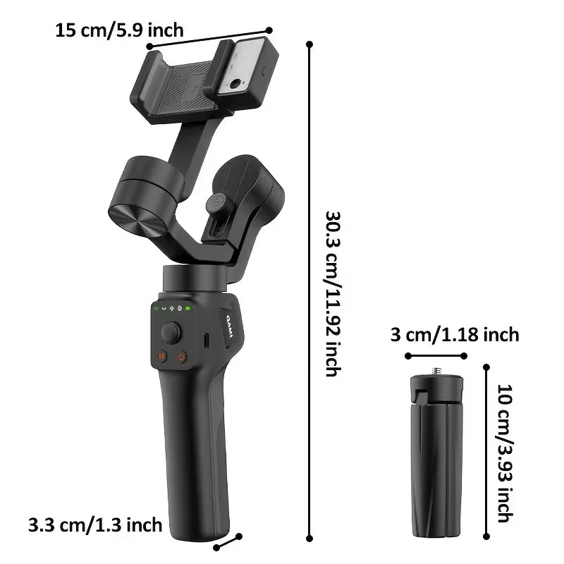 QAML S6 3-Axis Gimbal Gesture Control & Fill Light for Smooth Vlogs, Streams & Selfies. Compact & Durable, Perfect for Creator