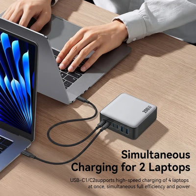 200W GaN Charger PD Fast Charging USB Type C Charger 200W 6 in 1 USBC Power Station For iPhone 16 15 Pro Max Xiaomi 14