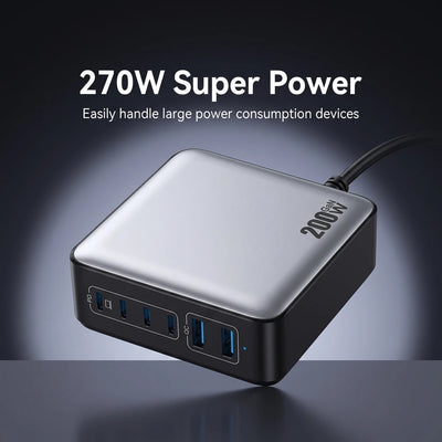 200W GaN Charger PD Fast Charging USB Type C Charger 200W 6 in 1 USBC Power Station For iPhone 16 15 Pro Max Xiaomi 14