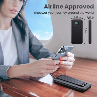 6-in-1 Power Bank 10000mAh PD 12.5W Fast Charging Phone External Battery Powerbank Charger for Xiaomi Poco iPhone Samsung iPad