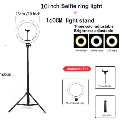 26 33CM Video Lights Dimmable Light Selfie LED Ring Light USB Ring Lighting Lamp With Tripod Stand To Make Youtube Ringlight