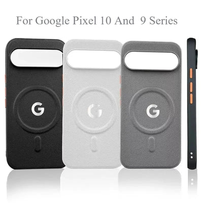 Business Litchi Texture Leather Wireless Charging Case For Google Pixel 10 9 A Pro XL Metal Buttons Anti-Drop Protect Back Cover