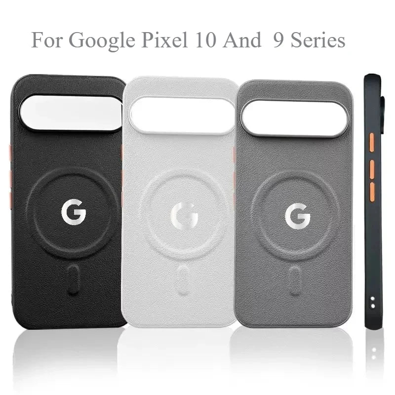 Business Litchi Texture Leather Wireless Charging Case For Google Pixel 10 9 A Pro XL Metal Buttons Anti-Drop Protect Back Cover