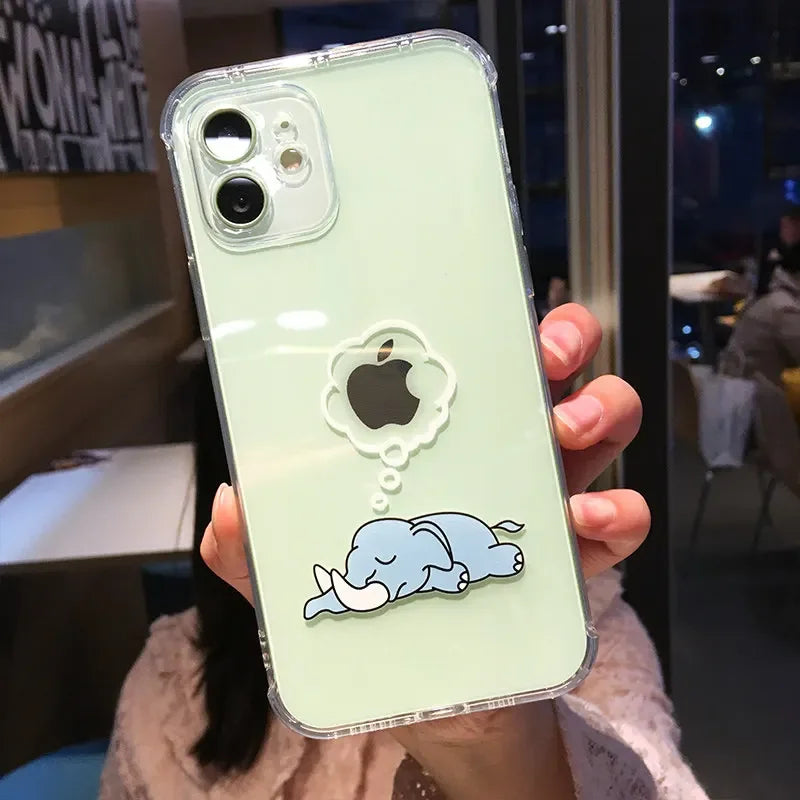 Creative Elephant Lion Animal Phone Case For iPhone 17 16 15 13 11 12 14 Pro Max Mini 7 8 Plus Dog Clear Shockproof Soft Covers