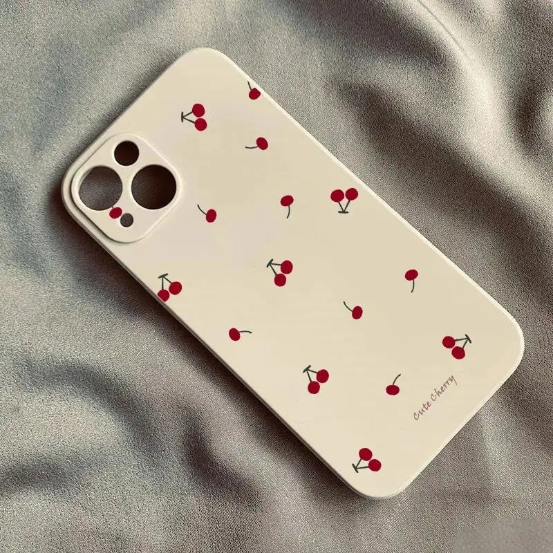Cute Cherry Phone Case For iPhone 17 16 15 14 13 12 11 Pro Max Mini SE 7 8 Plus 17E Shockproof Non-Slip Soft Cover Shell Fundas