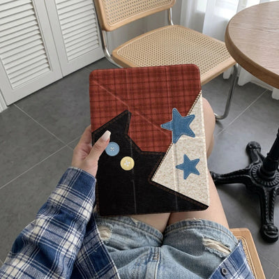 Cute Retro Cat Tablet Case For iPad Pro 11 12.9 13 A16 M2 M4 M3 M5 Shell 8.3 9.7 10.2 5/6/7/8/9/10/11th MINI Air 3 4 5 6 7 Cover