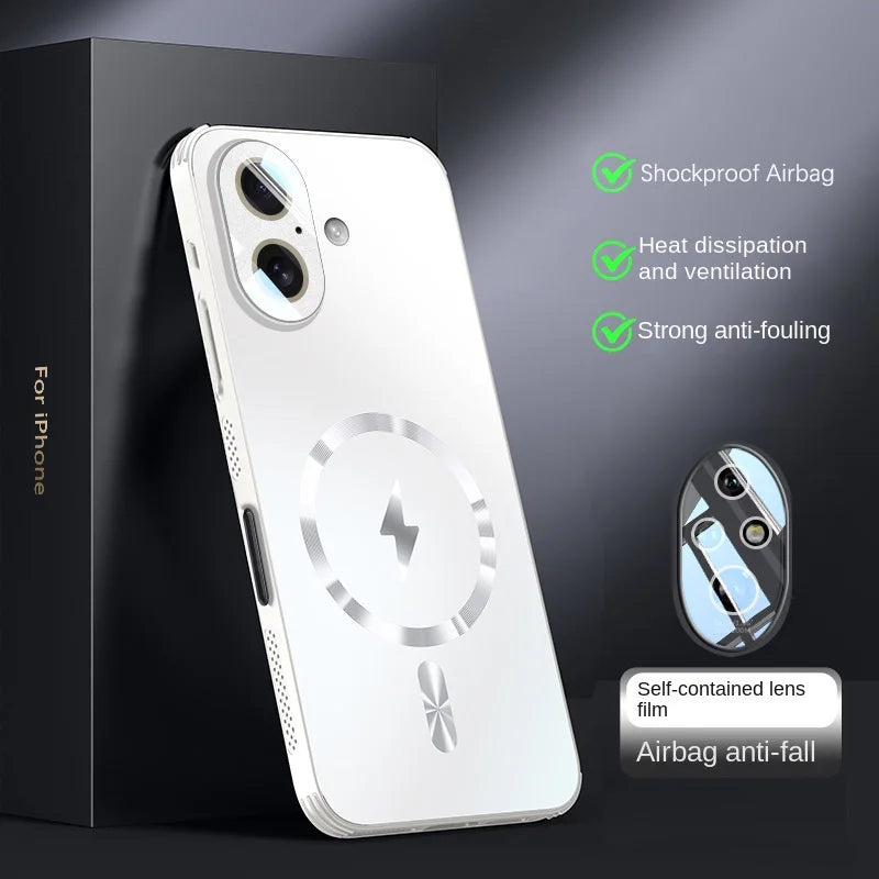 Magnetic Heat Dissipation Adsorption Matte Cover for Magsafe iPhone 17 Air 16 15 14 Plus 13 12 Pro Max Protective Back Case